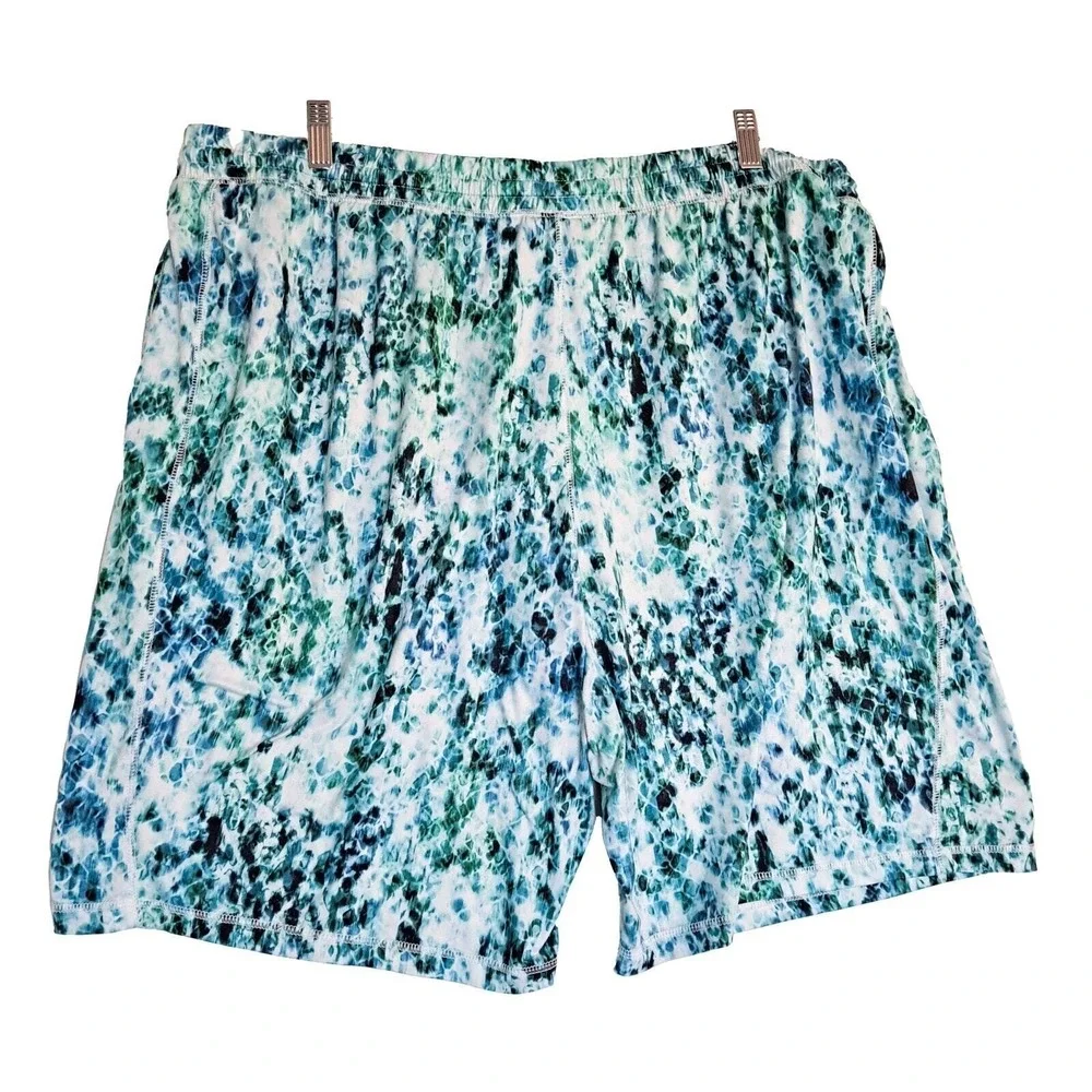 Reel Legends Swim Shorts Men XXL‎ Blue Tie Dye Pull On Quick Dry Bathing Suit